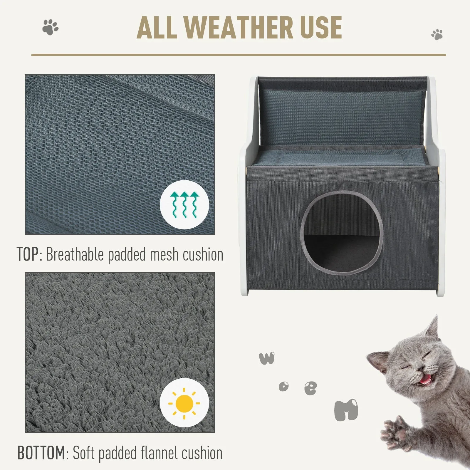 19.75" Two-Tier Pet Cat Condo - Grey