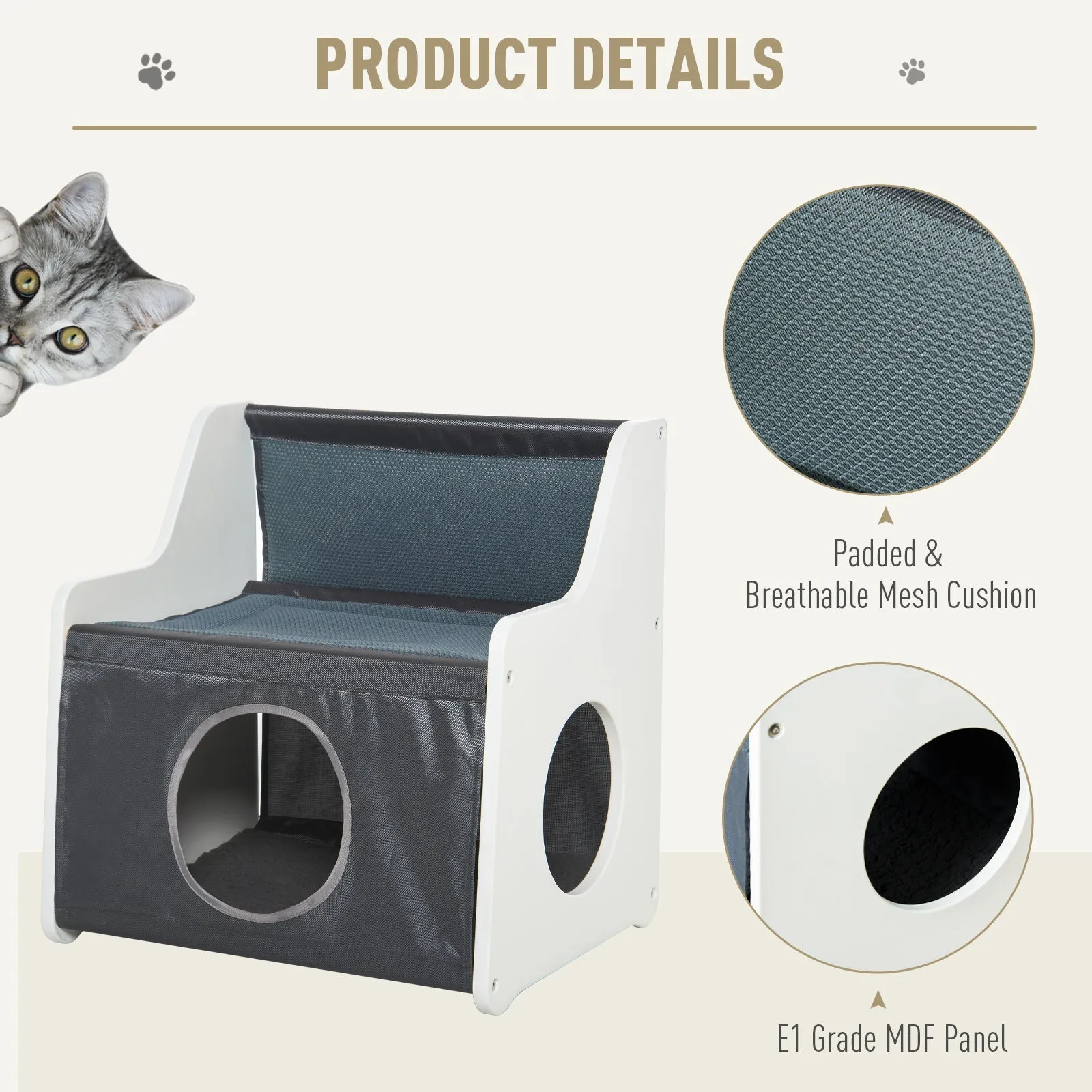 19.75" Two-Tier Pet Cat Condo - Grey