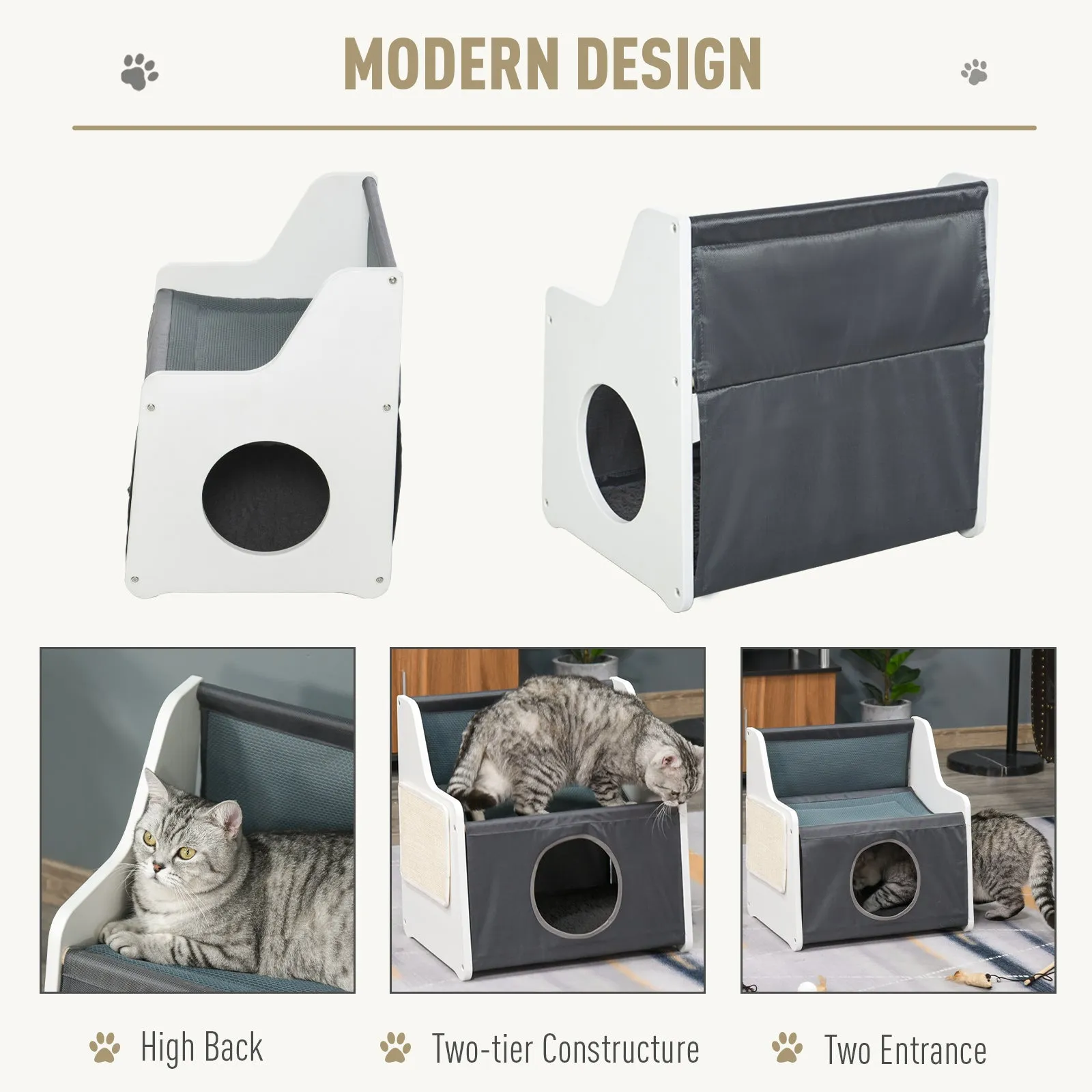 19.75" Two-Tier Pet Cat Condo - Grey