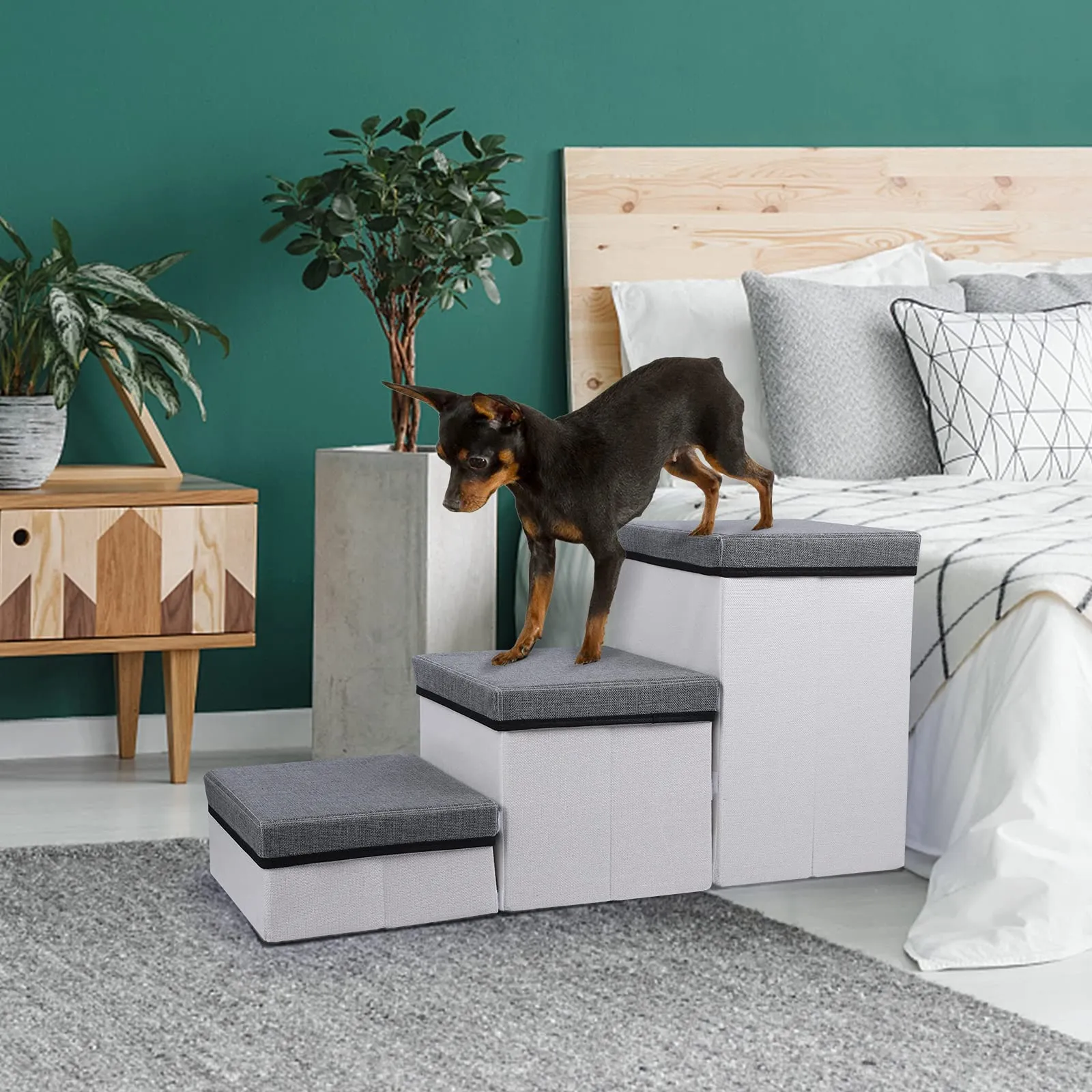 3 Step Pet Stairs with Storage Compartment
