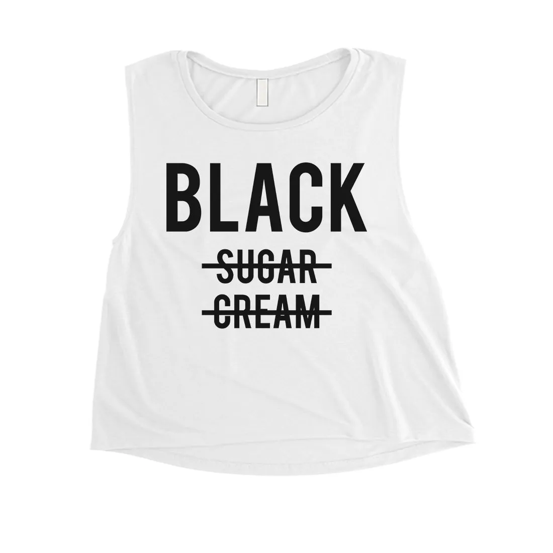 365 Printing Black No Sugar Cream Womens Courageous Celebration Crop Tank Top