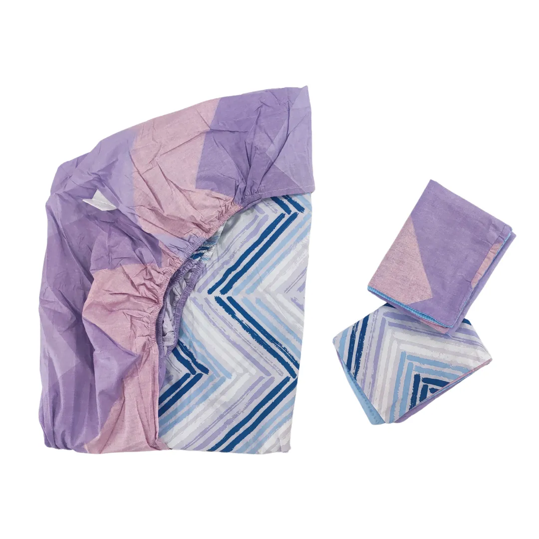 3PC Bedsheet Set (King)| 100% Cotton (Design 4) Lavender
