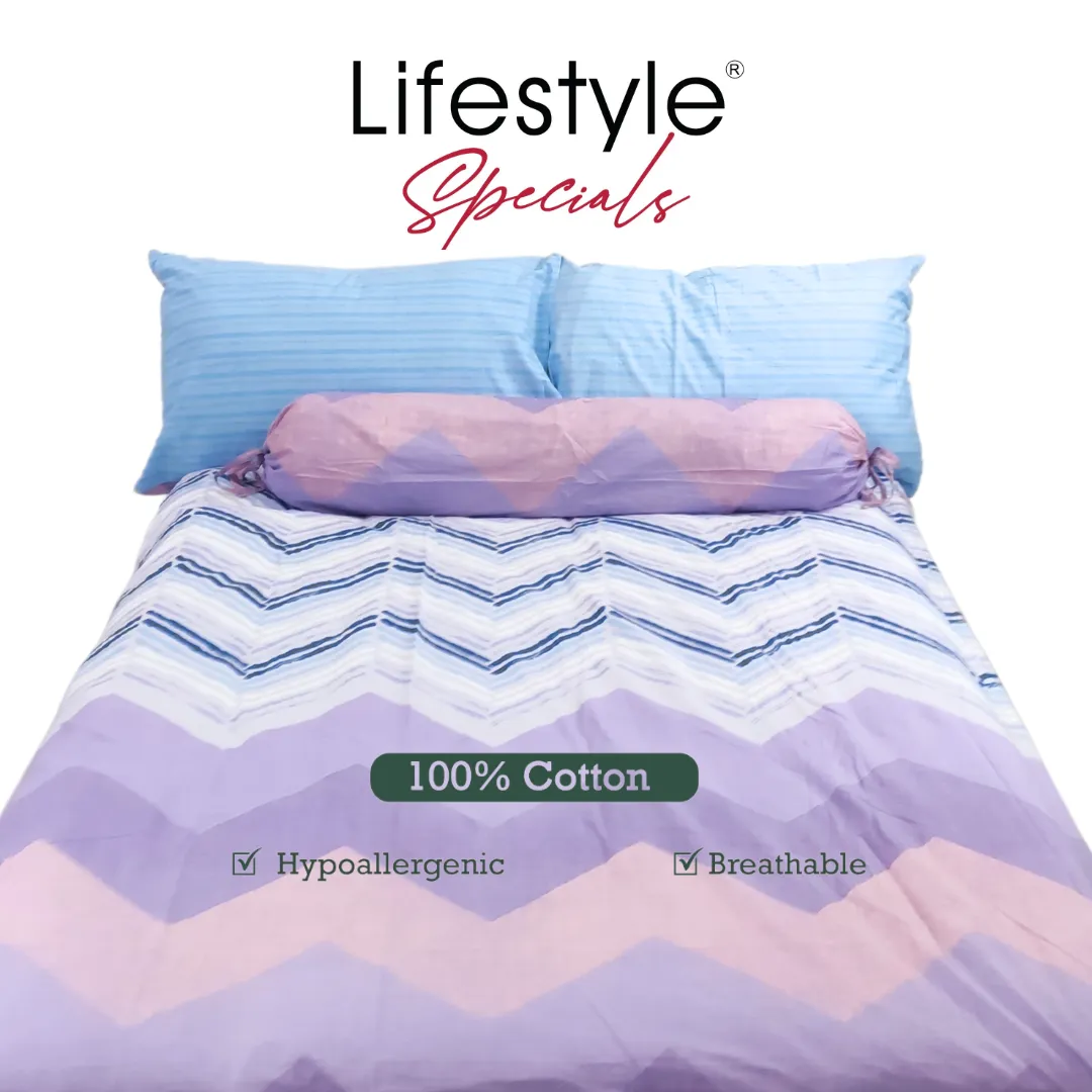 3PC Bedsheet Set (King)| 100% Cotton (Design 4) Lavender