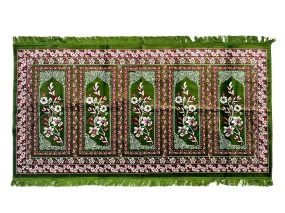 5 Person Soft Velvet Turkish Islamic Prayer Mat Green