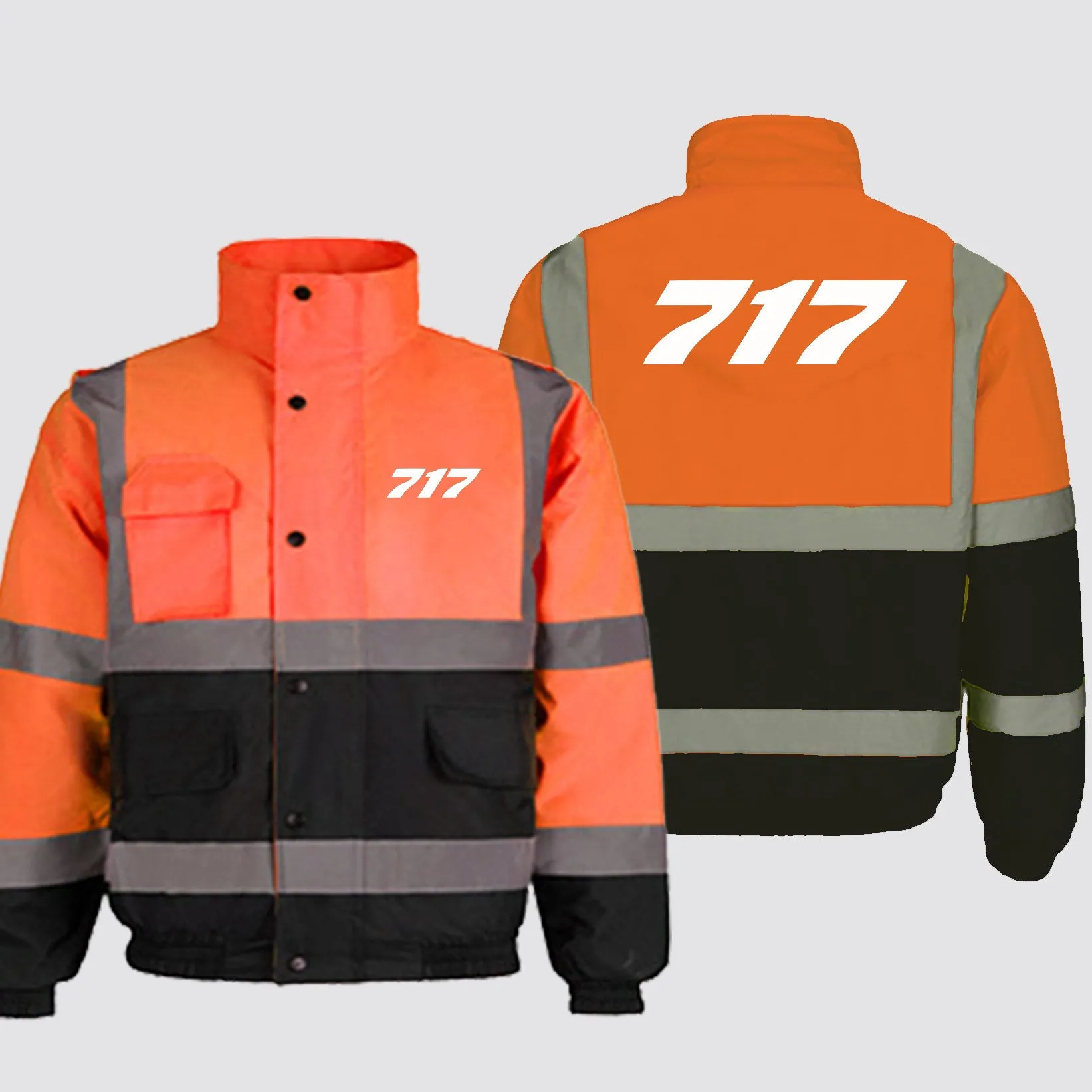 717 Flat Text Designed Reflective Winter Jackets