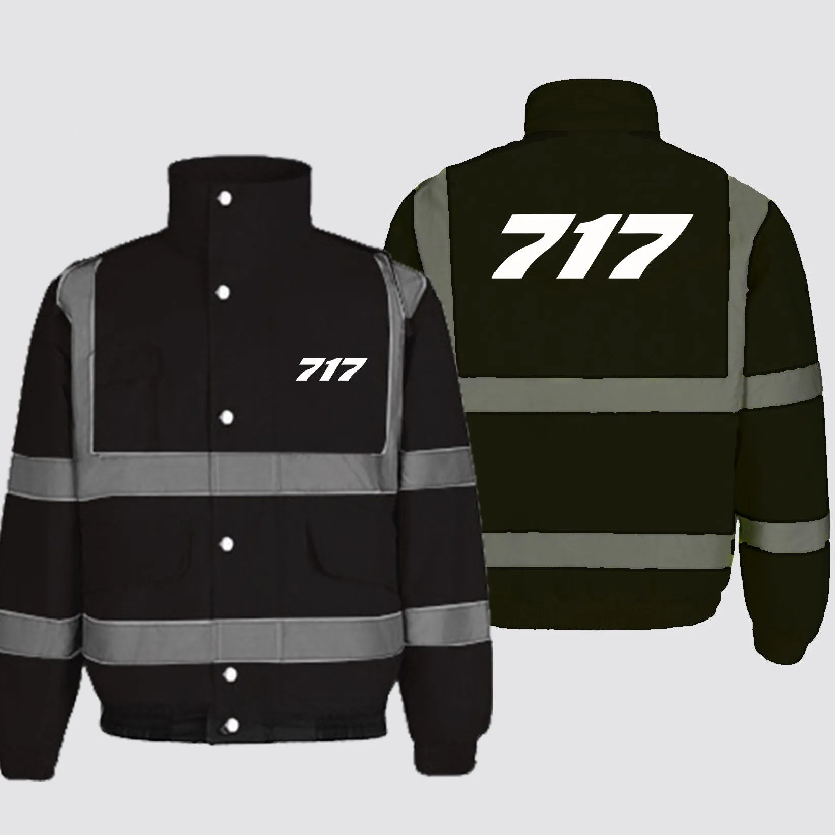 717 Flat Text Designed Reflective Winter Jackets