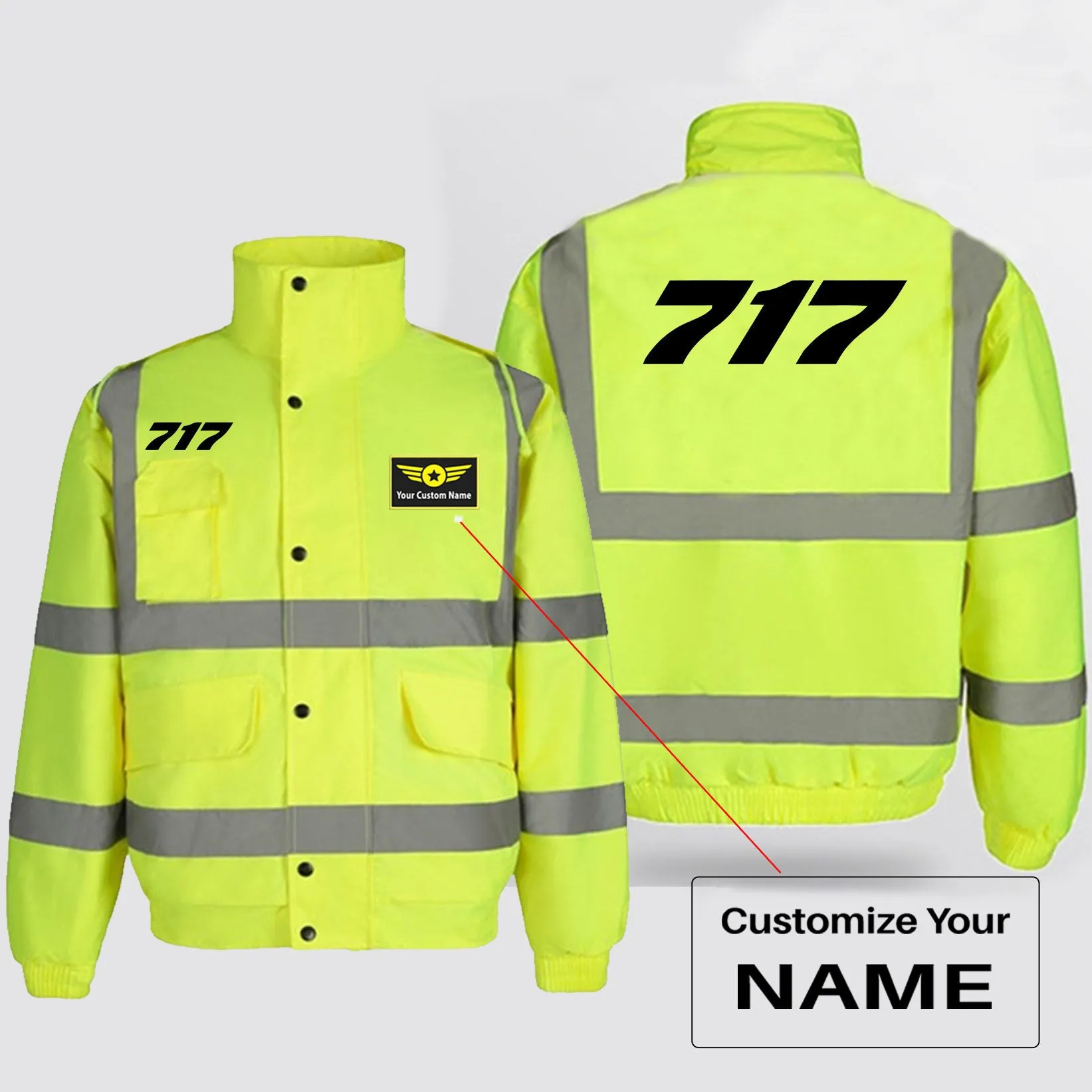 717 Flat Text Designed Reflective Winter Jackets