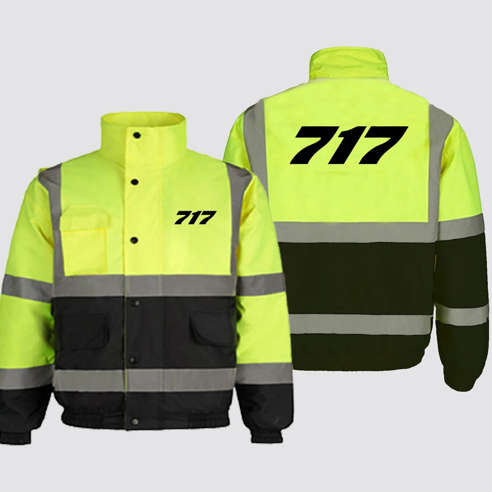 717 Flat Text Designed Reflective Winter Jackets