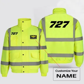 727 Flat Text Designed Reflective Winter Jackets