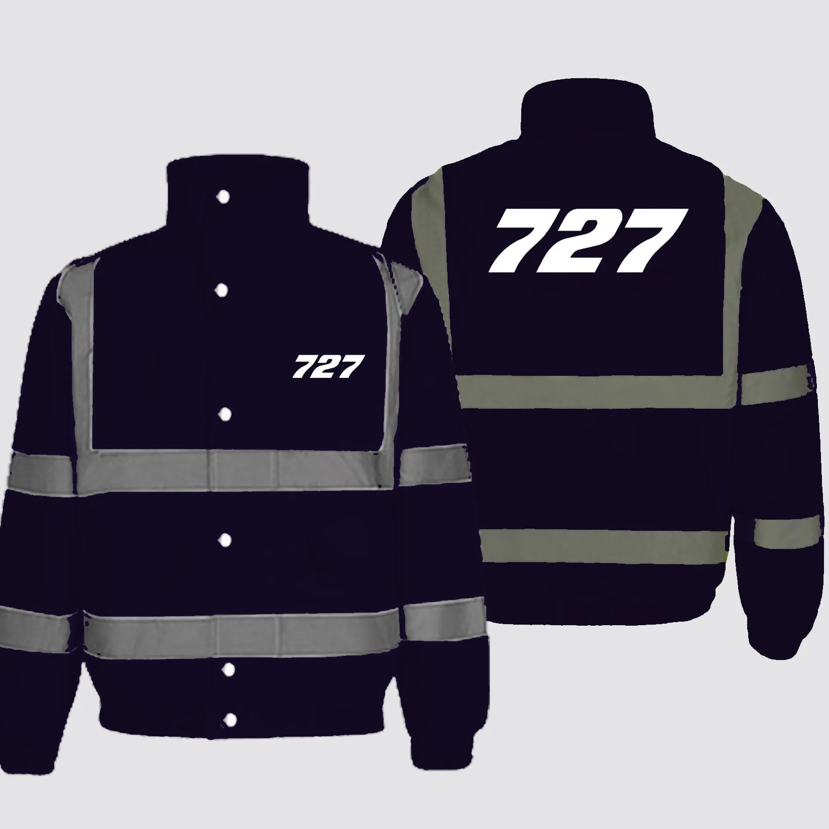 727 Flat Text Designed Reflective Winter Jackets
