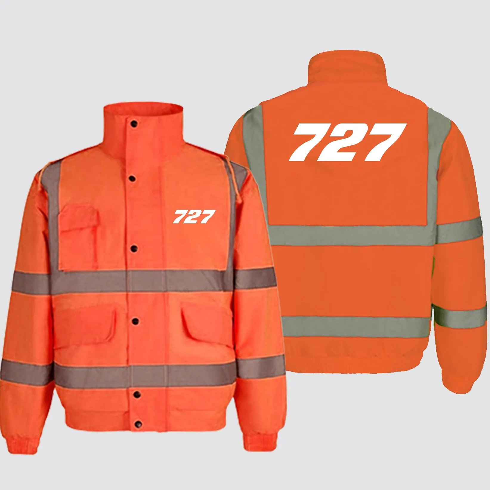 727 Flat Text Designed Reflective Winter Jackets