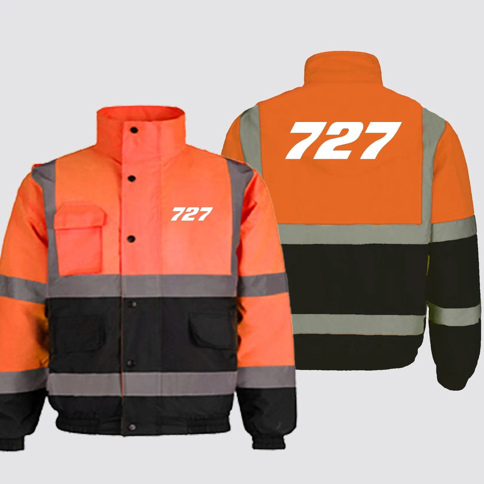 727 Flat Text Designed Reflective Winter Jackets