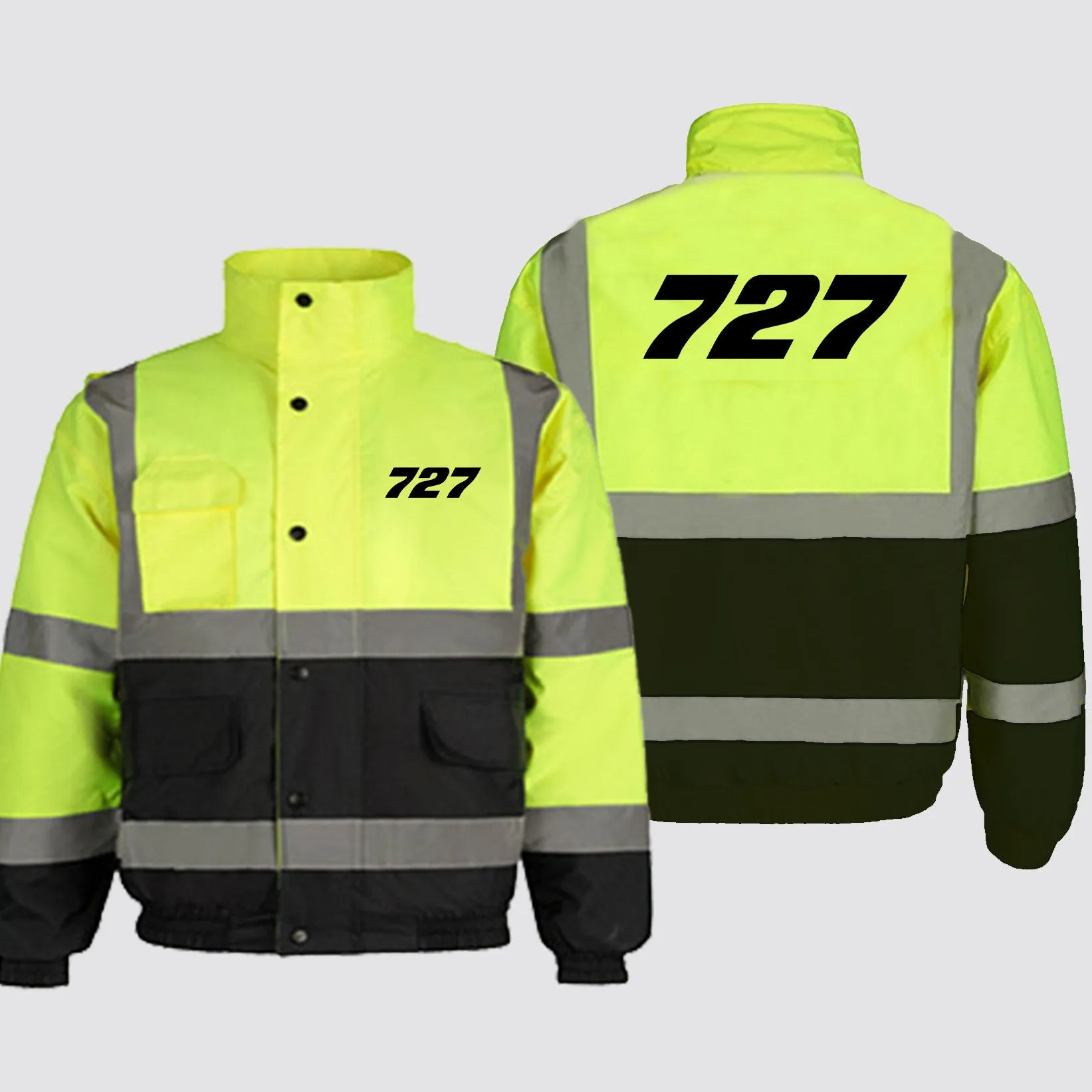 727 Flat Text Designed Reflective Winter Jackets