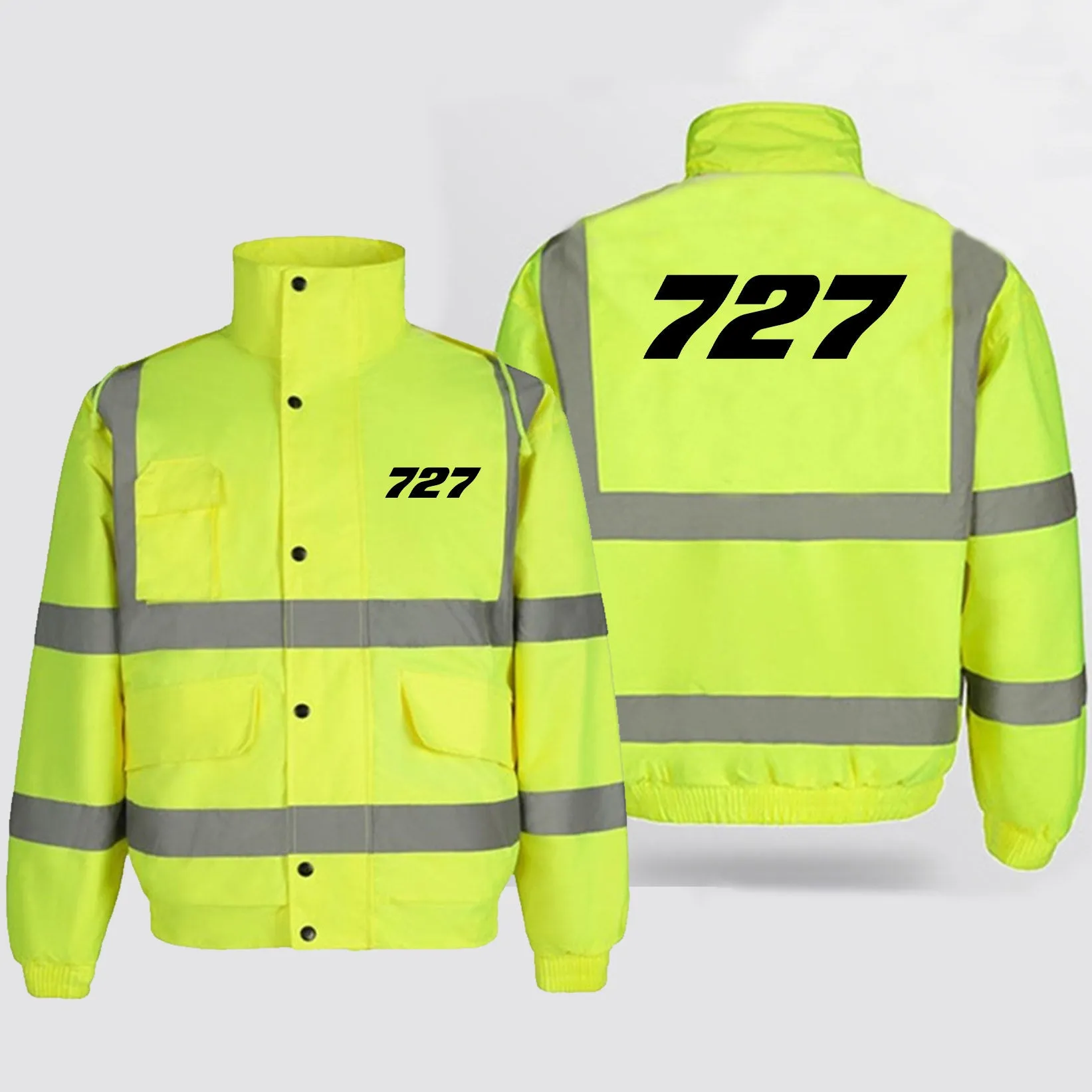 727 Flat Text Designed Reflective Winter Jackets