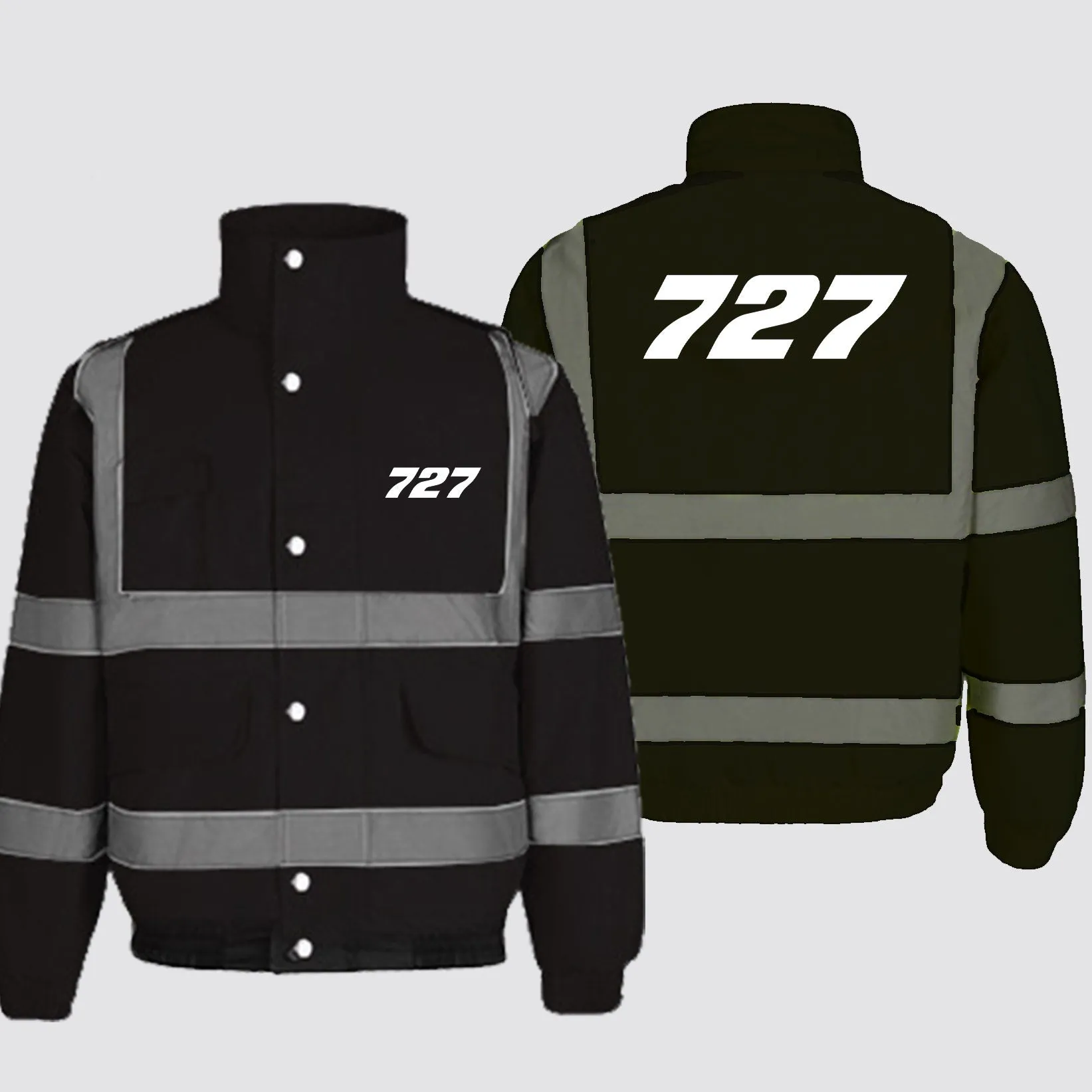 727 Flat Text Designed Reflective Winter Jackets
