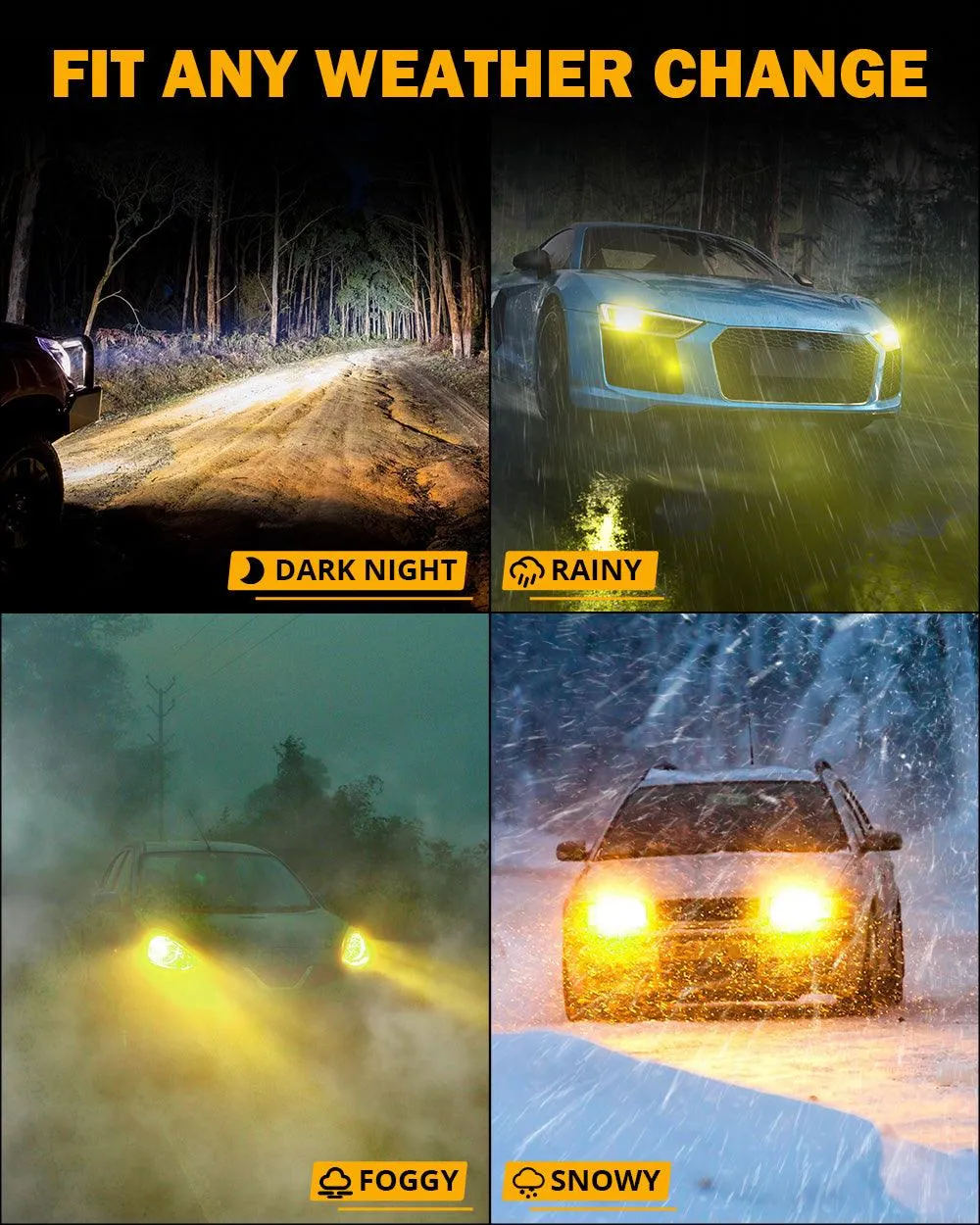🆕9006/HB4 RGB LED Headlight Bulbs/DRL/Fog Light R7 Series 70W 25000LM 65000K Cool White   RGB Remote Control | 2 Bulbs