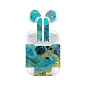 Airpods Blue Gold Skin