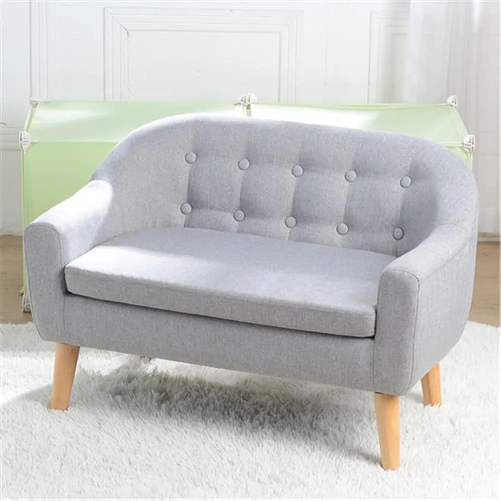 ALICIAN Children Sofa for 2 Kids with Detachable Cushion for Living Room Grey