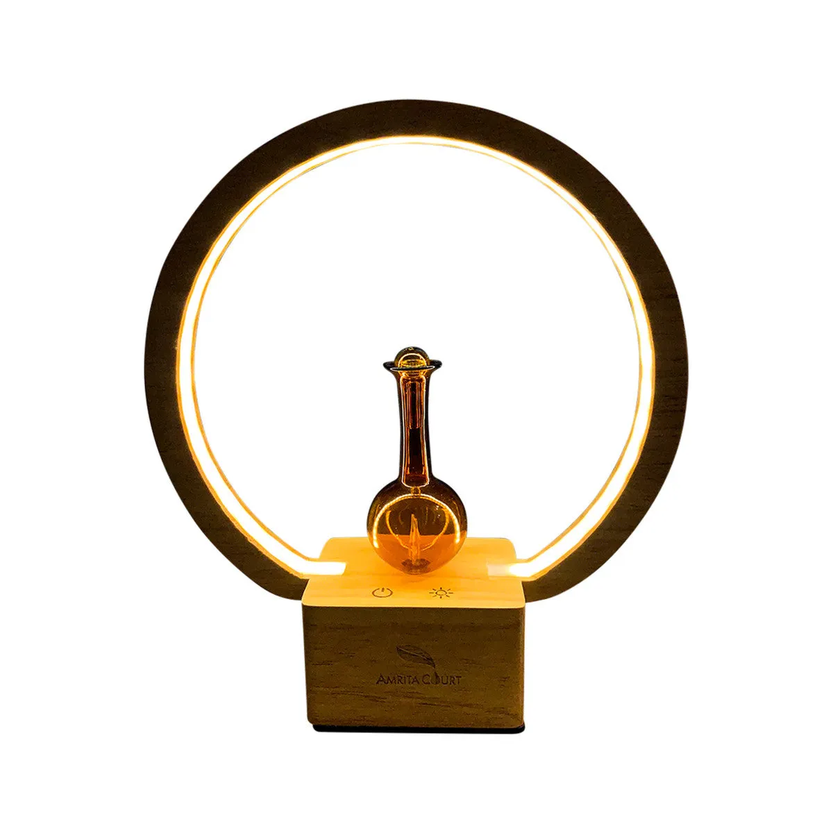 Amrita Court "THE LUNA" Nebuliser (Diffuser) Wooden Base with Ring Light, Large Coverage, 50sqm, Moisture-Free *PRE-ORDER*
