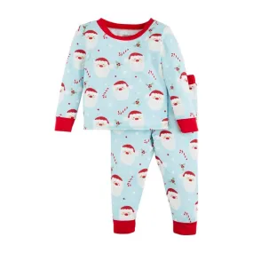 Arctic Glow Santa Pajama Set - Blue