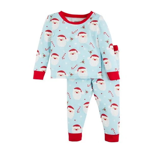 Arctic Glow Santa Pajama Set - Blue