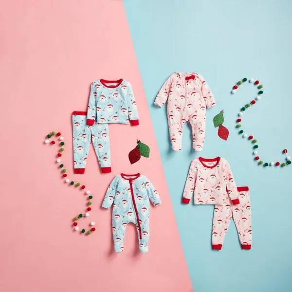 Arctic Glow Santa Pajama Set - Blue