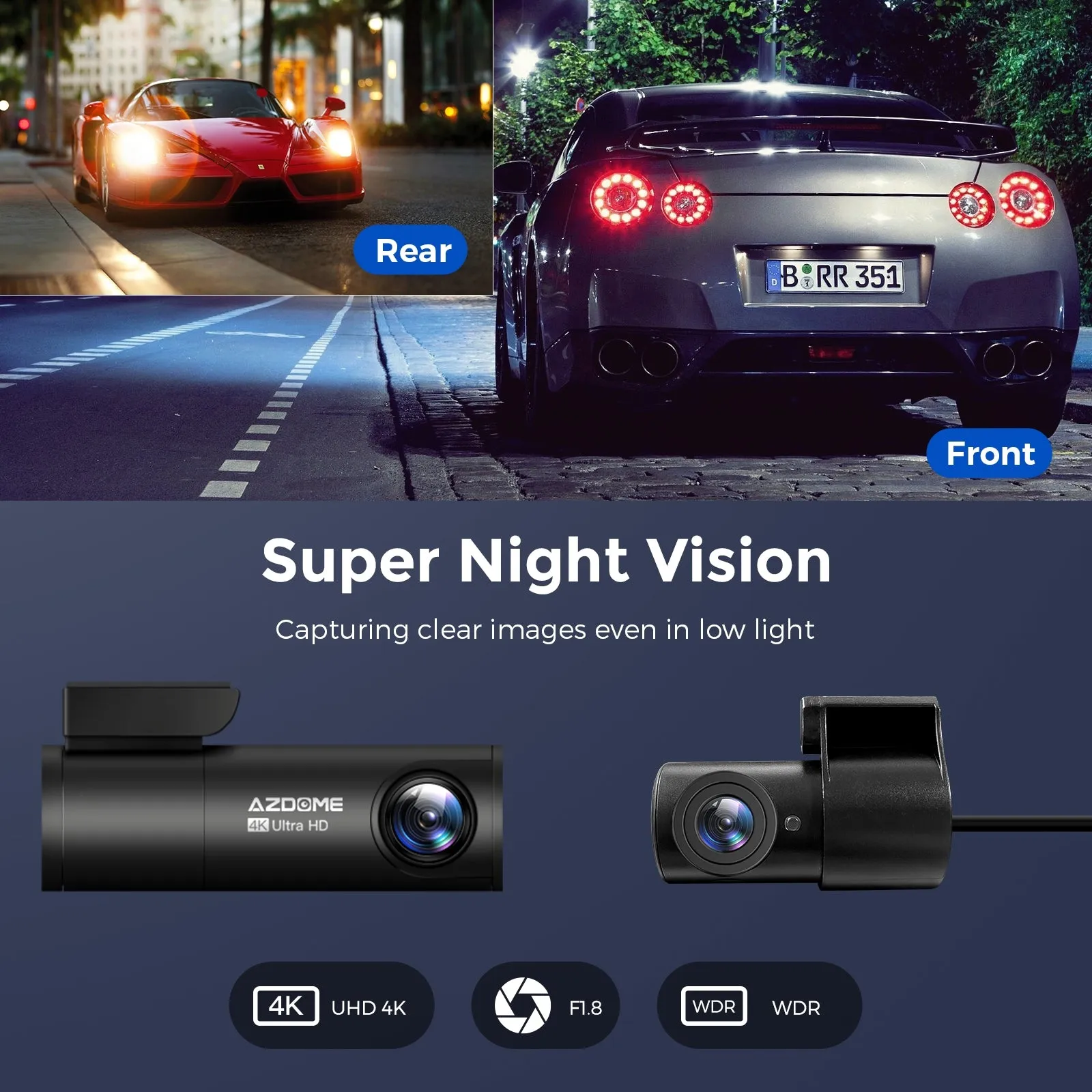 Azdome HD 1080P Dash Cam Wifi Gps Recorder G-sensor Dashcam Black