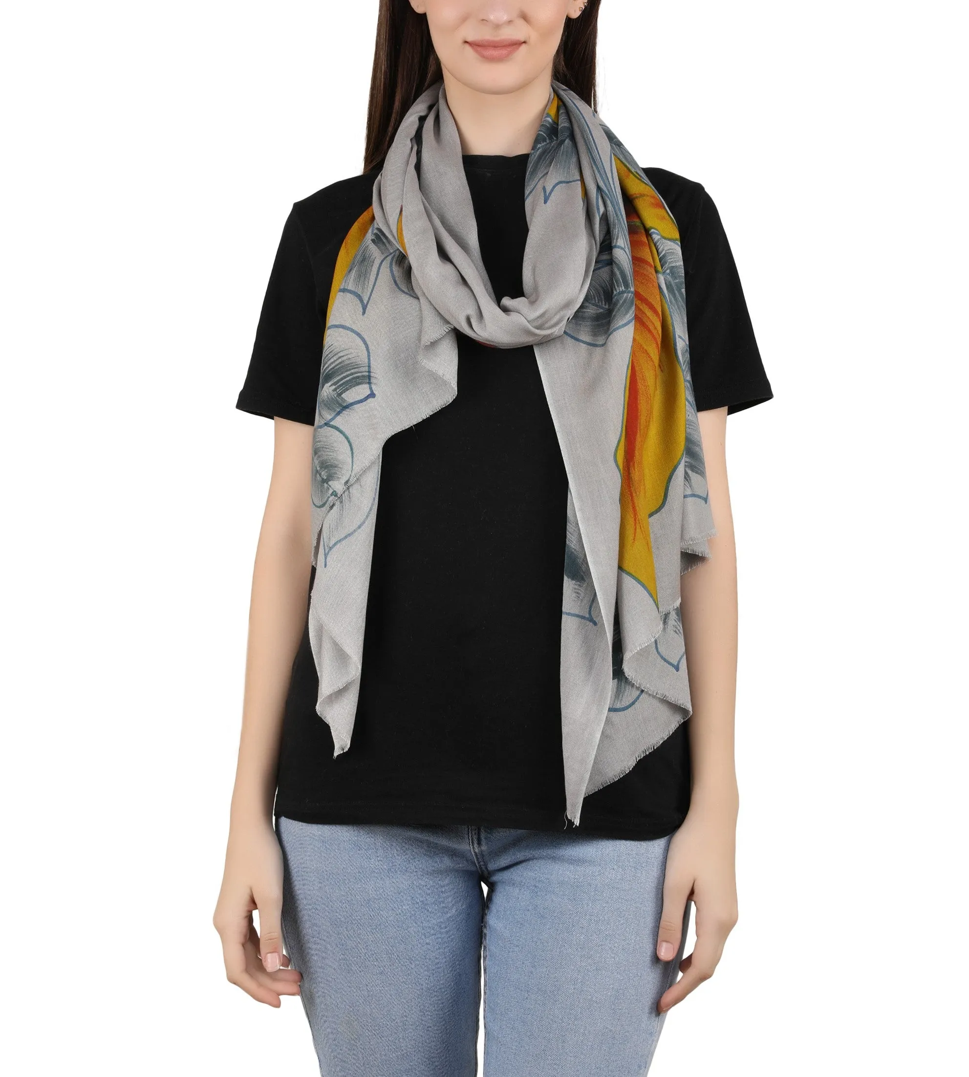 Bamboo Silk Brush Painted Stole - Giglio
