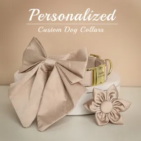 Barky Brown Butterfly Collar With Flower Set- Personalized