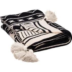 BLACK & CREAM TASSEL THROW