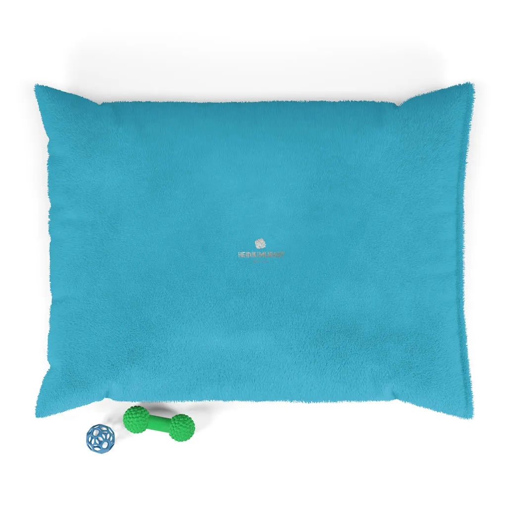 Blue Luxury Pet Bed, Solid Color Machine-Washable Pet Pillow With Zippers-Printed in USA