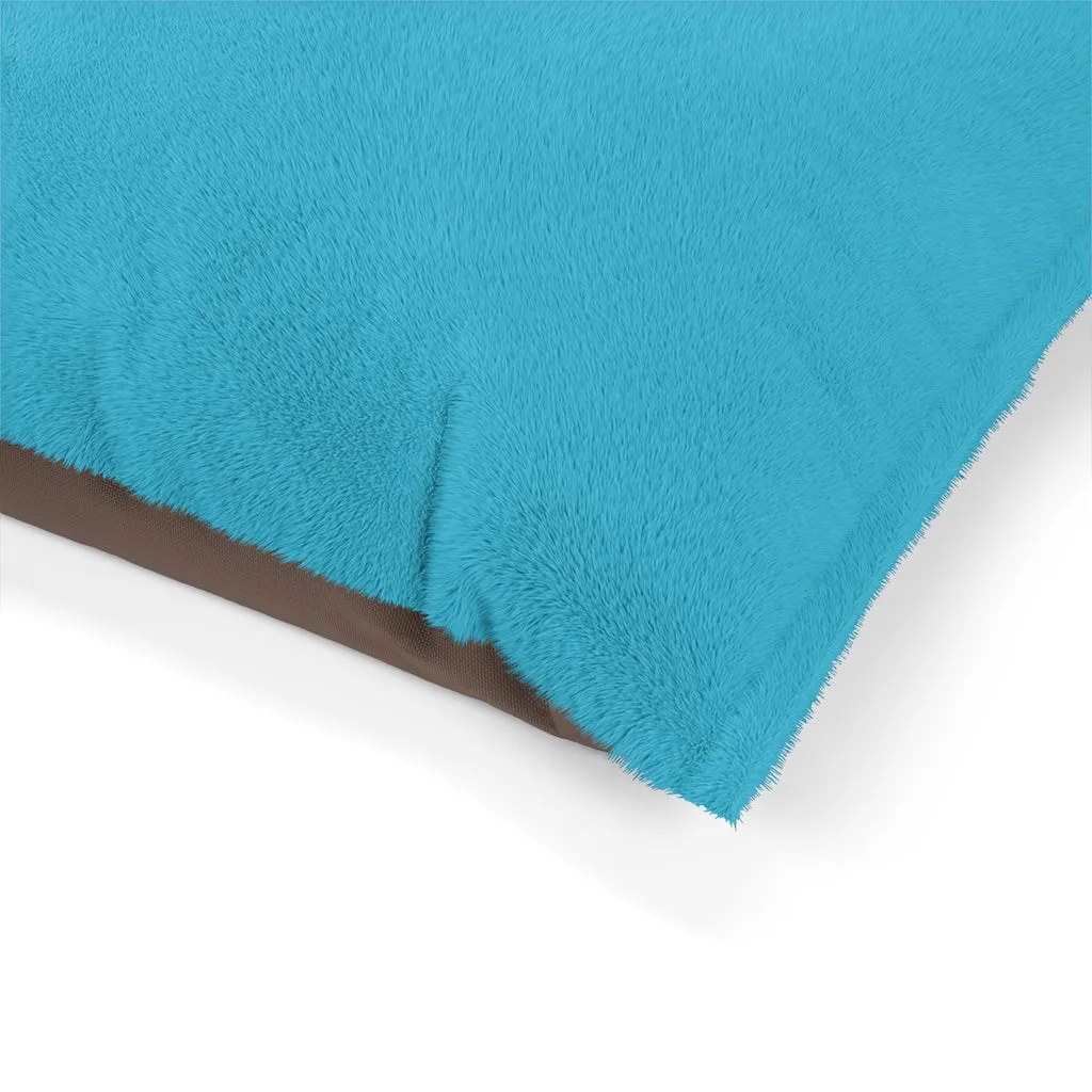 Blue Luxury Pet Bed, Solid Color Machine-Washable Pet Pillow With Zippers-Printed in USA