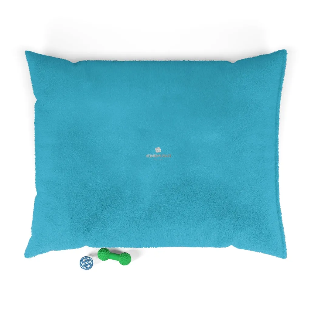 Blue Luxury Pet Bed, Solid Color Machine-Washable Pet Pillow With Zippers-Printed in USA