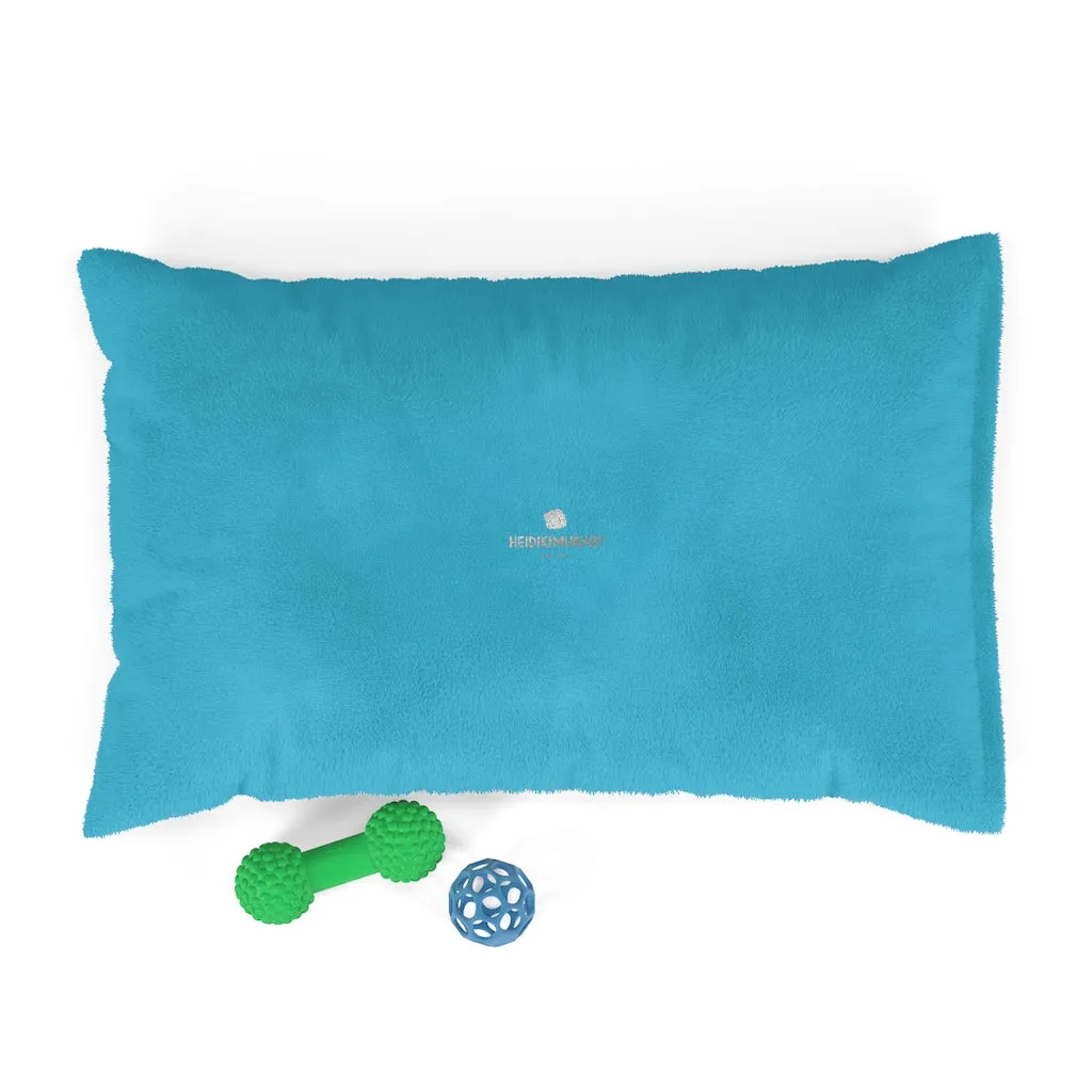 Blue Luxury Pet Bed, Solid Color Machine-Washable Pet Pillow With Zippers-Printed in USA