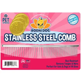 Bodhi Dog Stainless Steel Comb | Metal Comb for Dogs and Cat | Detangler Grooming Brush for Pets with Short and Long Hair | Removes Knots, Tangles, Matted Fur and Knotted Hair