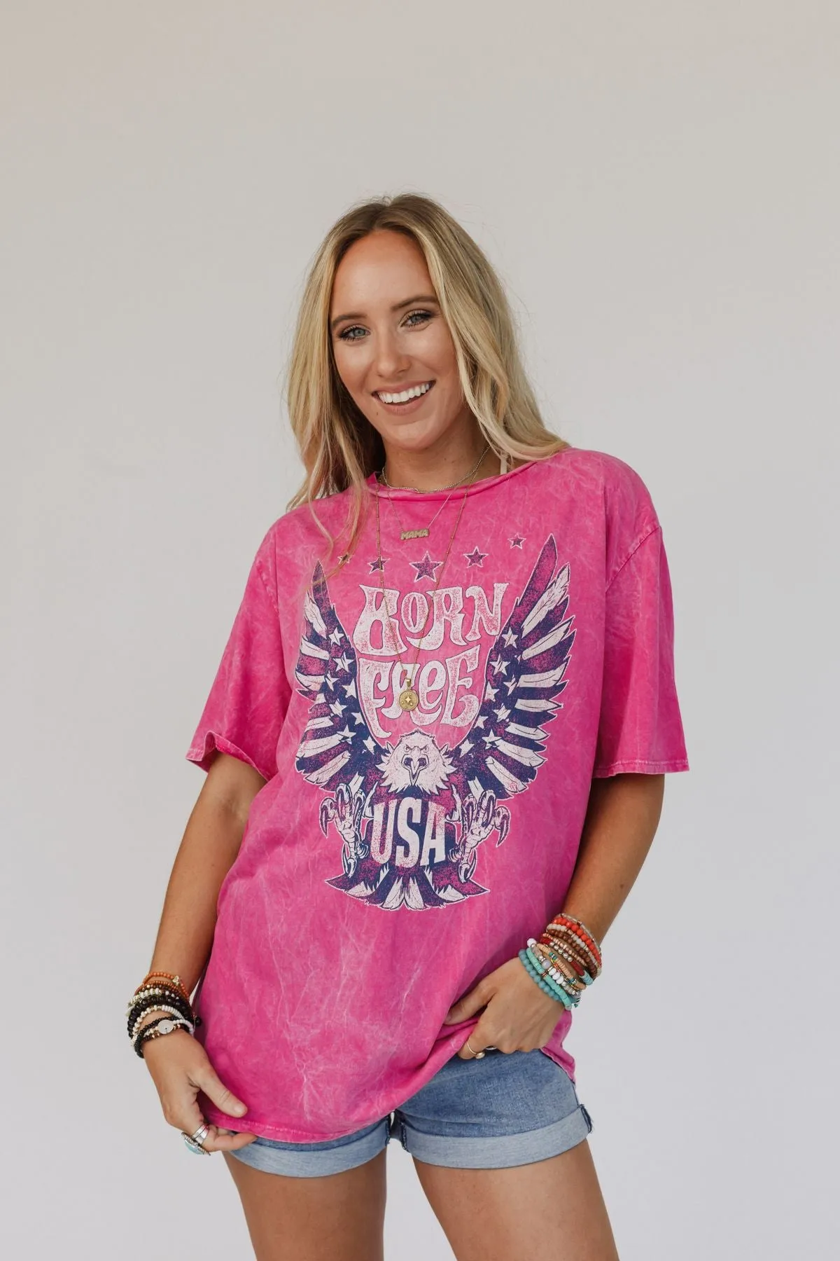 Born Free USA Graphic Tee - Magenta