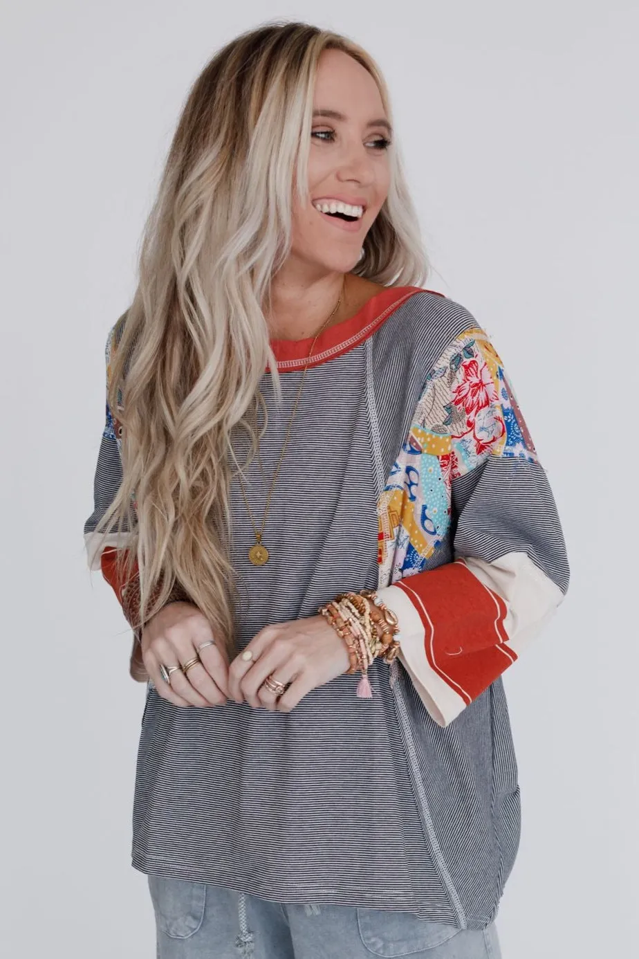 Britt Patchwork Top - Black