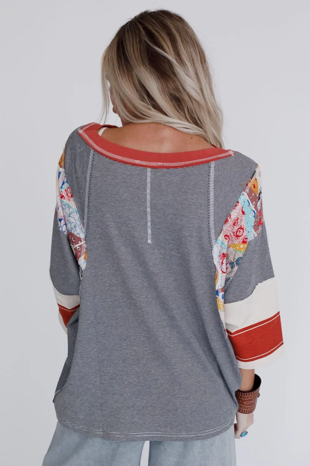 Britt Patchwork Top - Black
