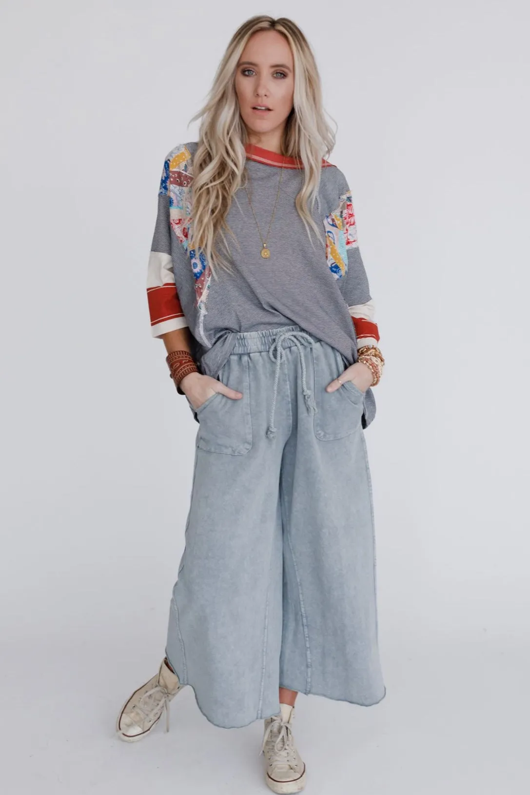 Britt Patchwork Top - Black