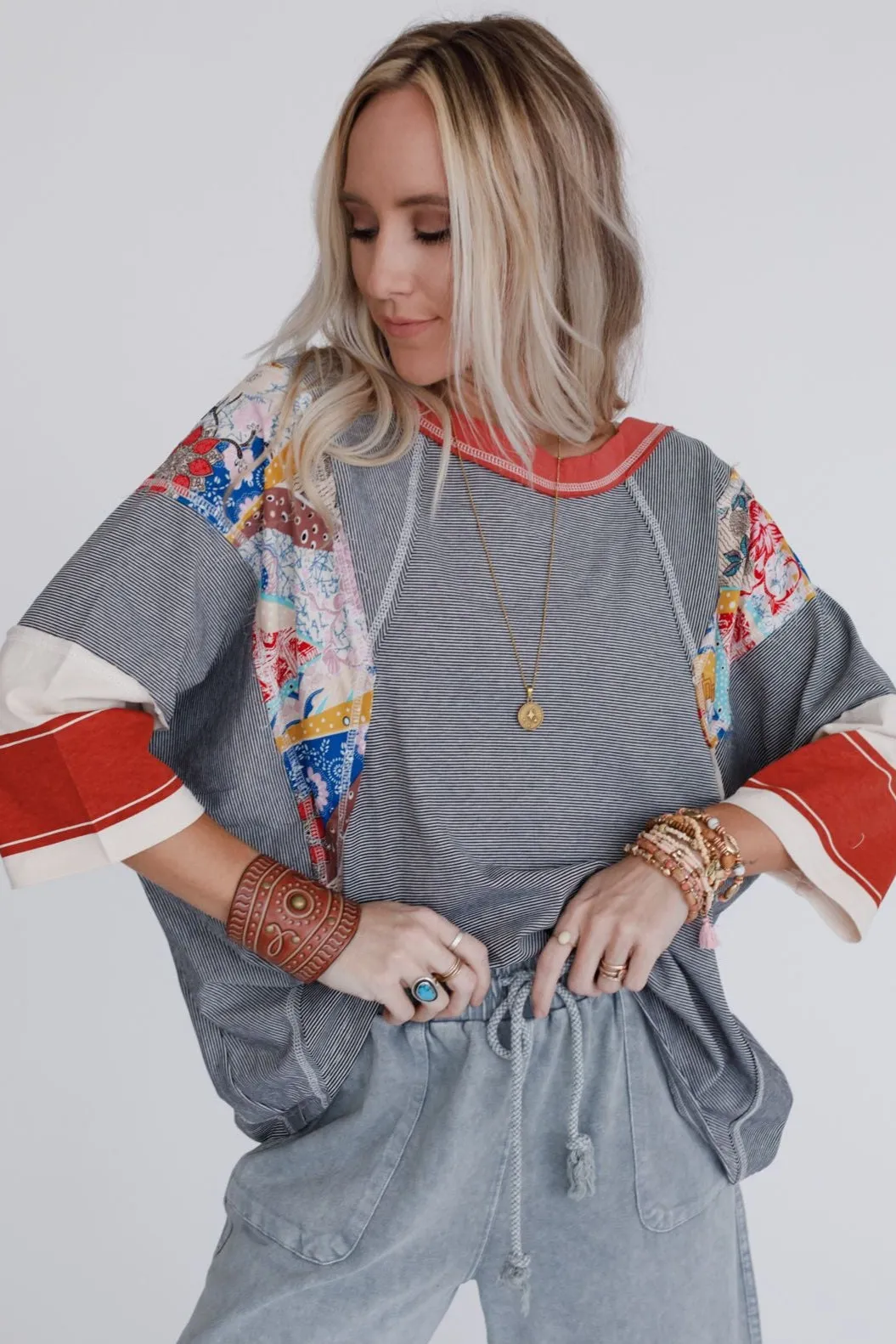 Britt Patchwork Top - Black