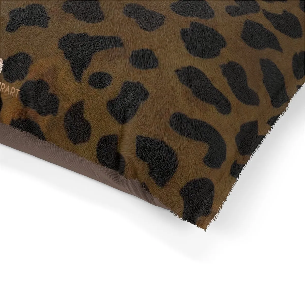Brown Leopard Pet Bed, Animal Print Deluxe 28"x18", 40"x30", 50"x40" (Large, Medium, Small Size)