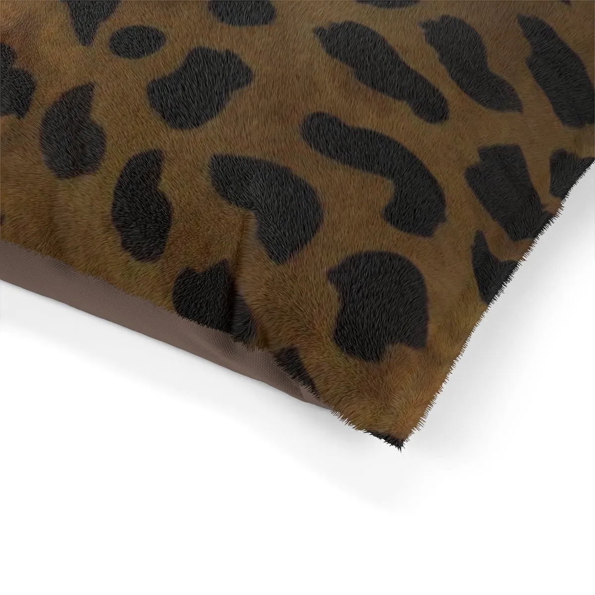 Brown Leopard Pet Bed, Animal Print Deluxe 28"x18", 40"x30", 50"x40" (Large, Medium, Small Size)