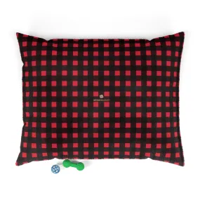 Buffalo Red Plaid Pet Bed, Machine-Washable Luxury Pet Pillow With Zippers-Printed in USA