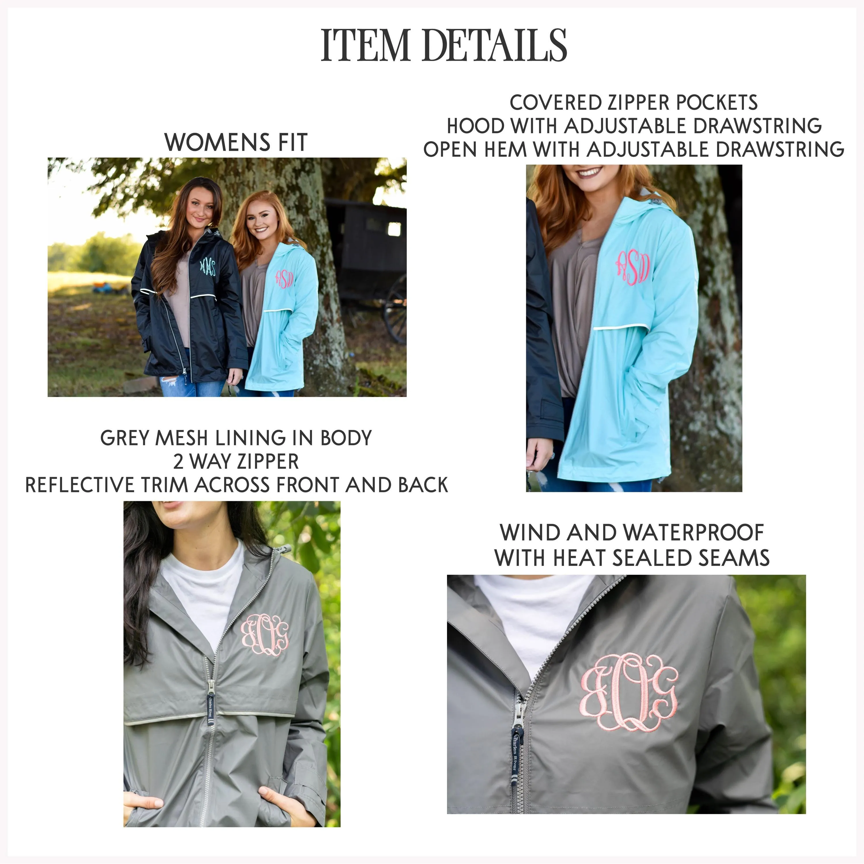 Charles River Rain Jacket with Monogram