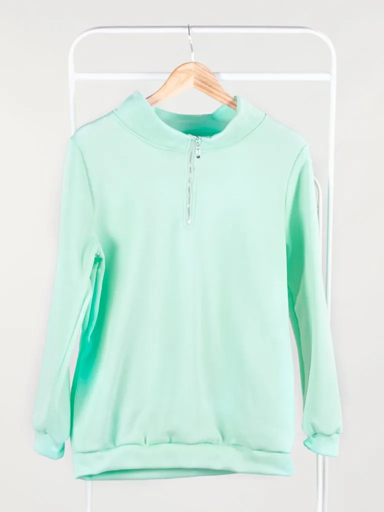 Chill Out Monogrammed Zip Pullover - Mint