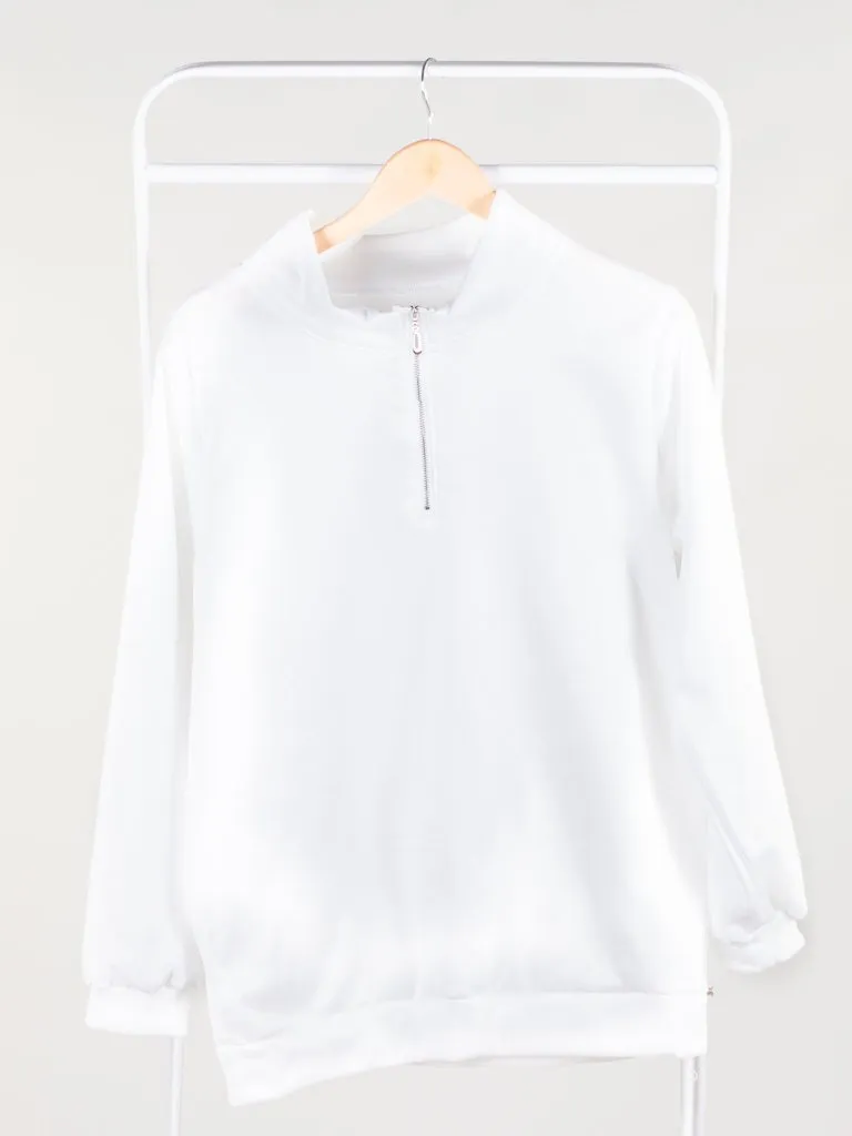 Chill Out Monogrammed Zip Pullover - White
