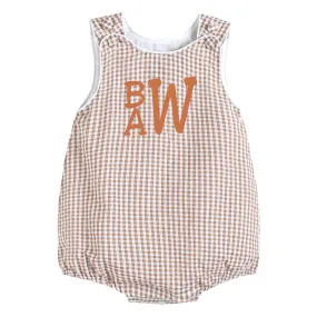 Classic Brown Gingham Baby Bubble Romper