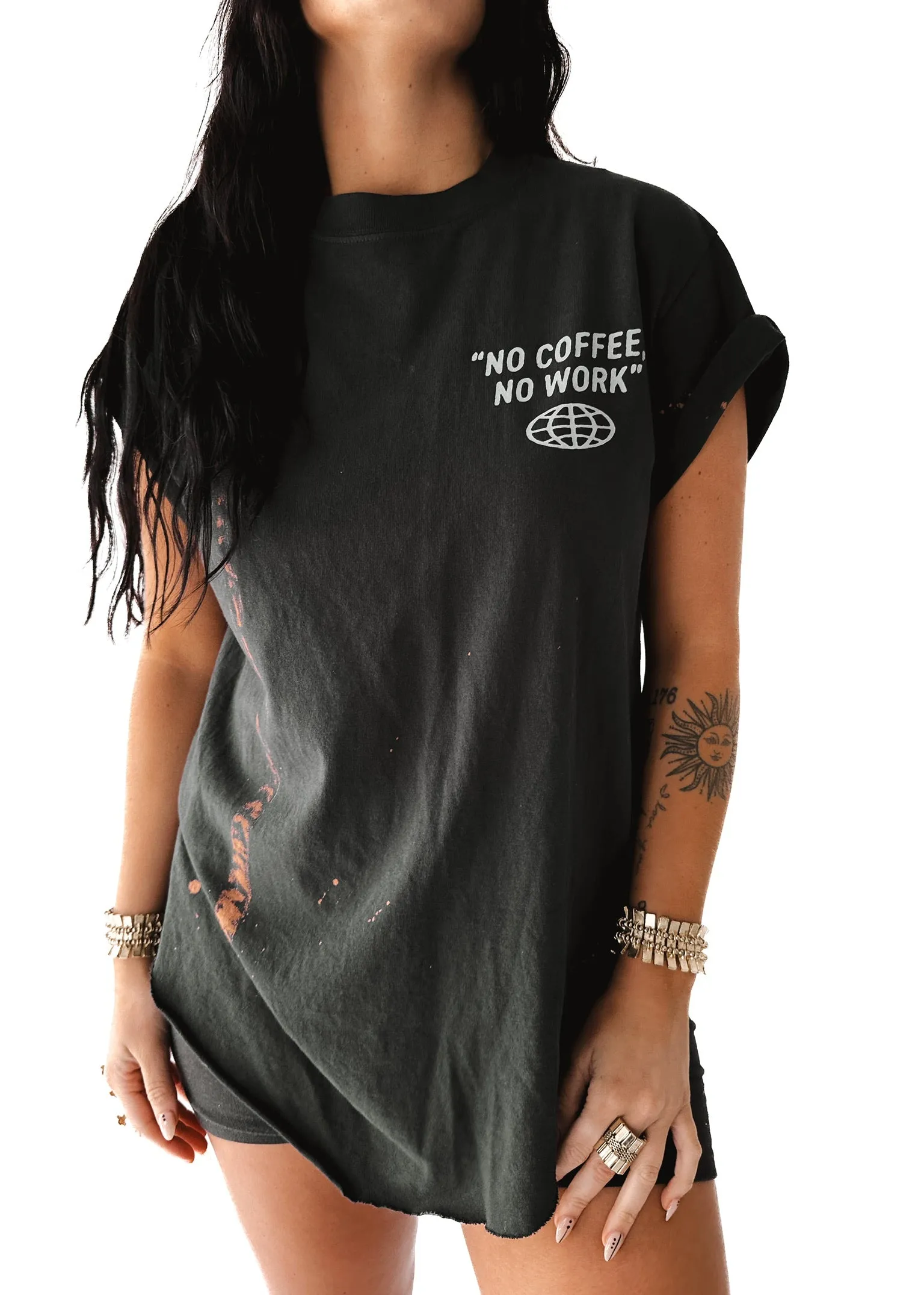 COFFEE CULTURE BLEACHED OUT SIDE SLIT TEE