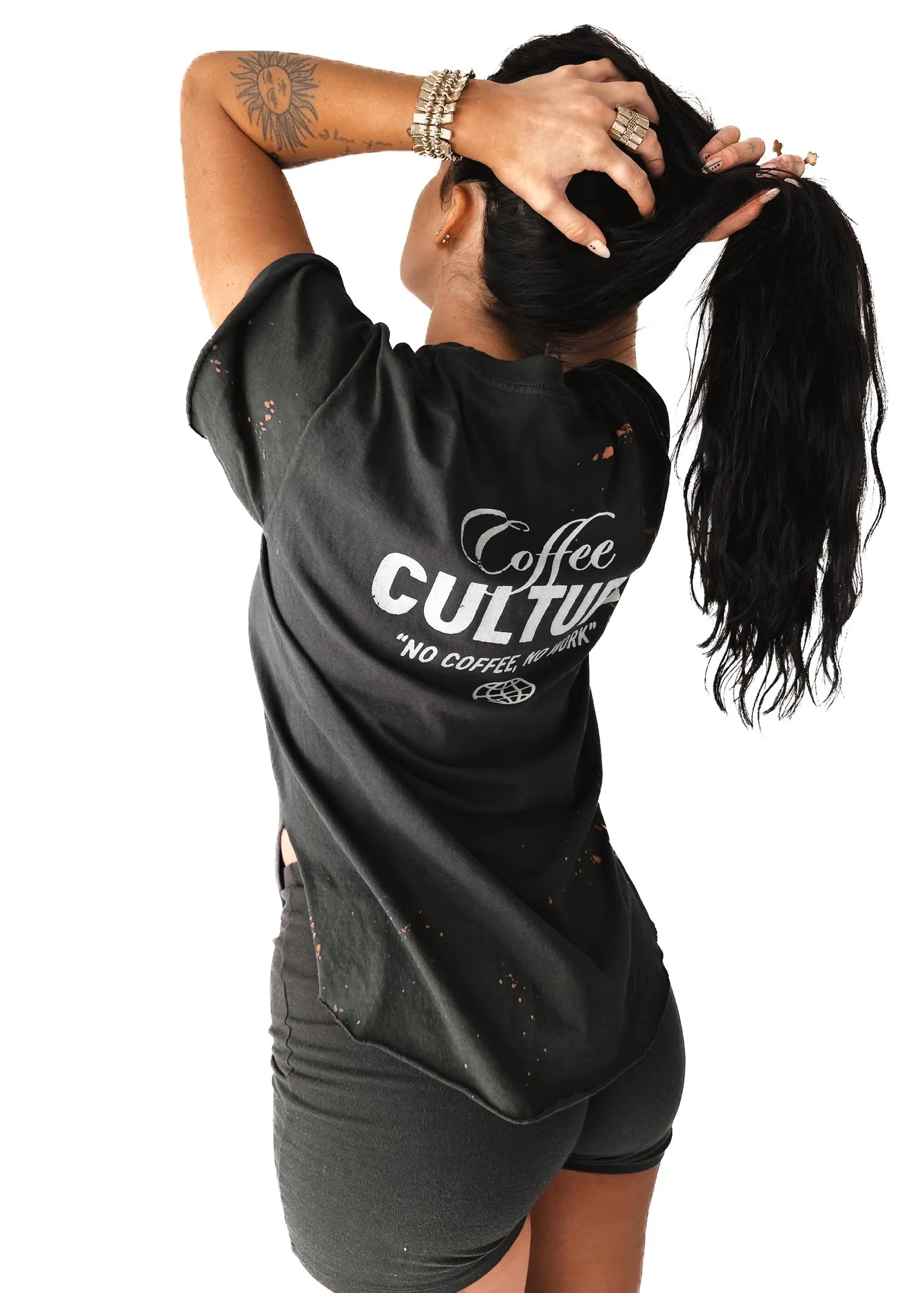 COFFEE CULTURE BLEACHED OUT SIDE SLIT TEE