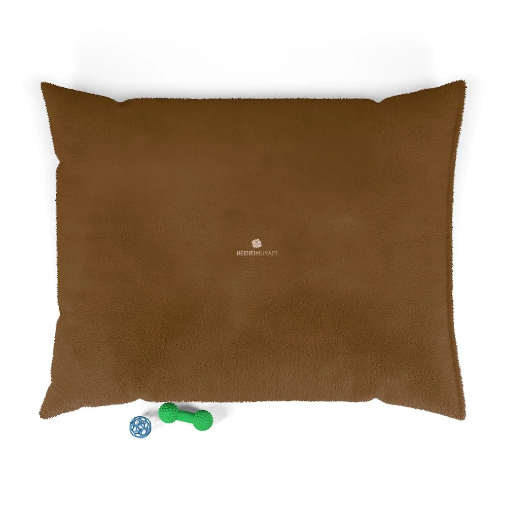 Dark Brown Pet Bed, Solid Color Machine-Washable Pet Pillow With Zippers-Printed in USA